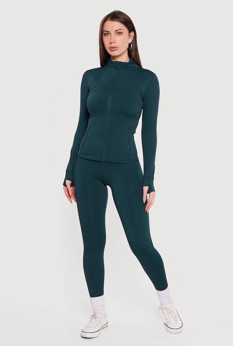 Solid High Waisted Pull On Leggings