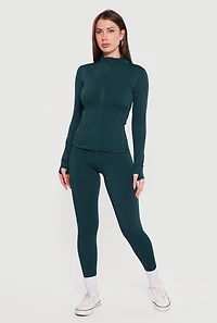 Solid High Waisted Pull On Leggings