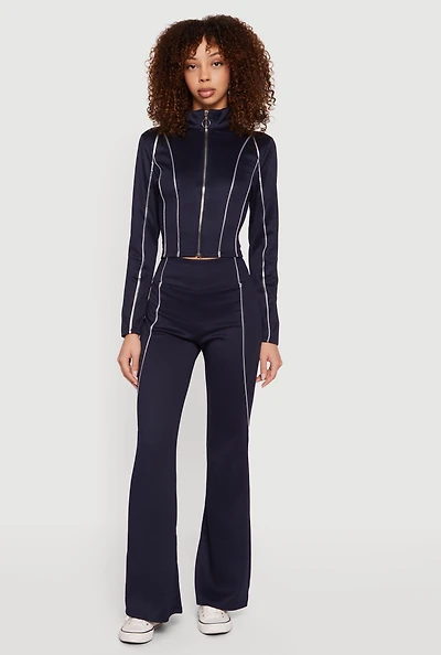Contrast Trim Straight Leg Sweatpants