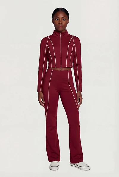 Contrast Trim Straight Leg Sweatpants