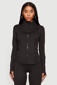 Zip Front Mock Neck Long Sleeve Track Jacket