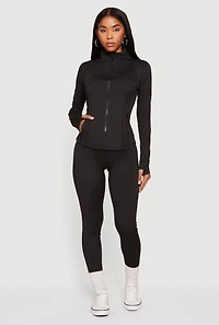 Zip Front Mock Neck Long Sleeve Track Jacket