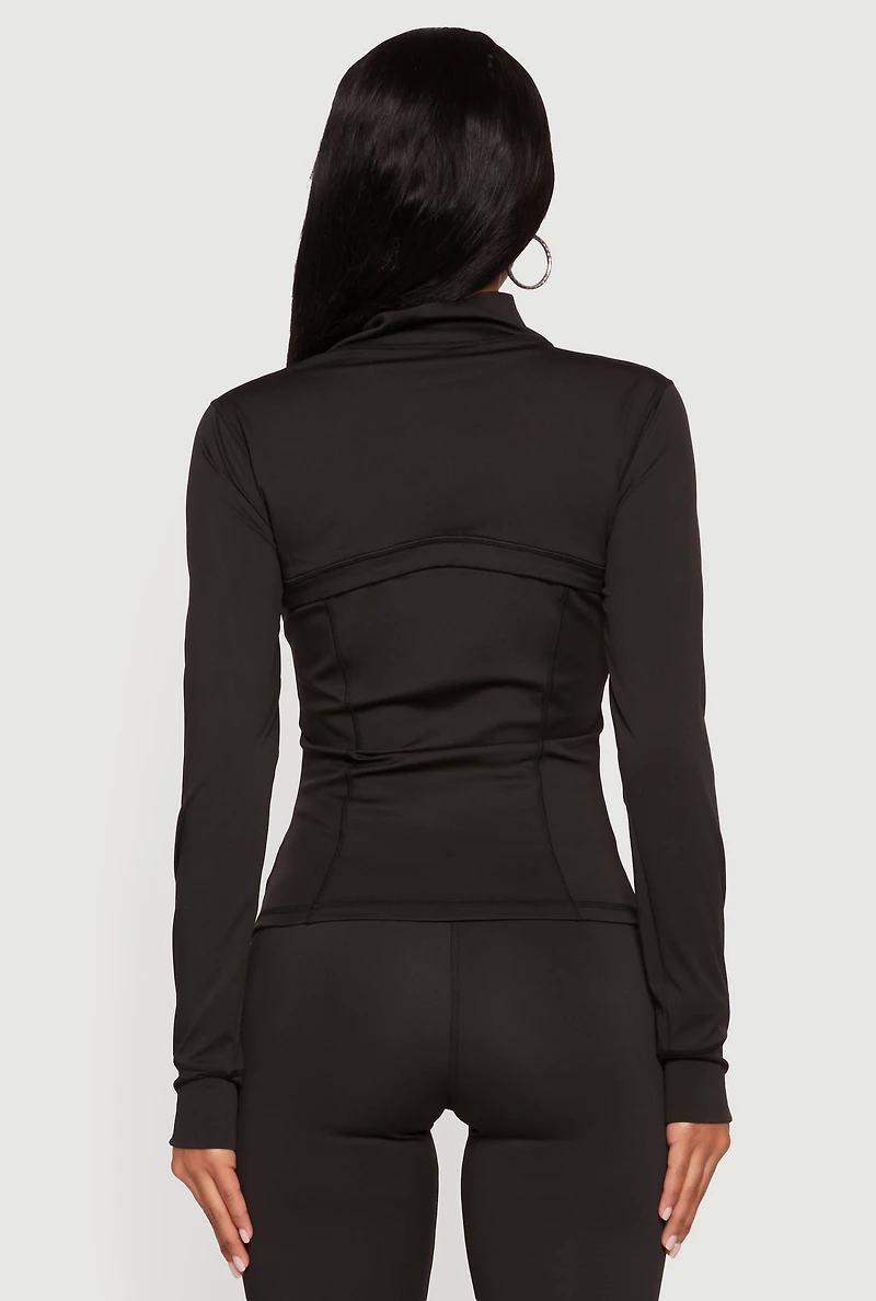 Zip Front Mock Neck Long Sleeve Track Jacket