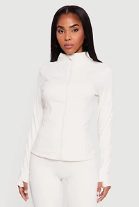 Zip Front Mock Neck Long Sleeve Track Jacket