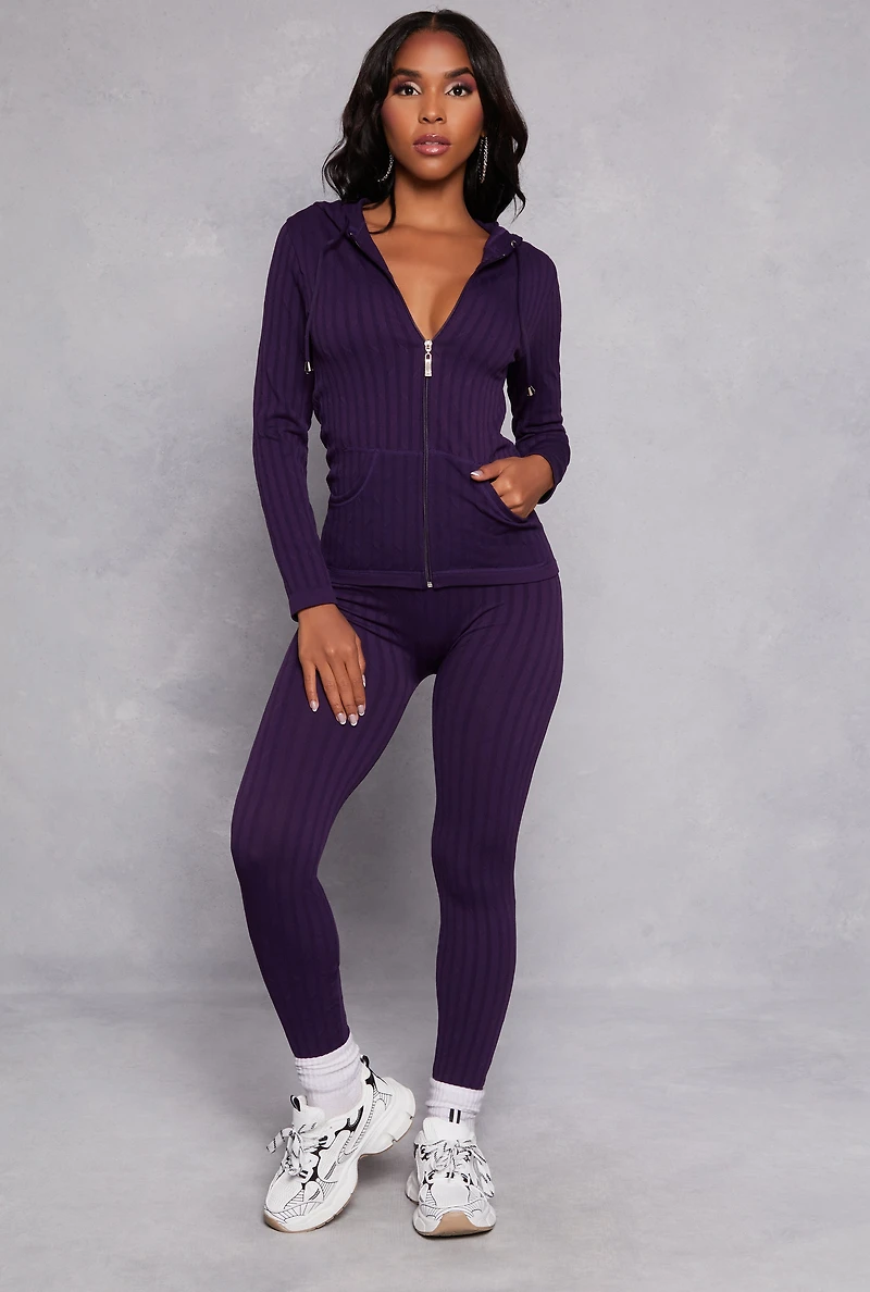 Seamless Shadow Stripe Zip Hooded Top