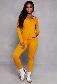 Womens Seamless Shadow Stripe Zip Hooded Top, Yellow, Size S-M