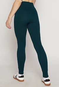 Womens Seamless Shadow Stripe Leggings, Green, Size L-XL