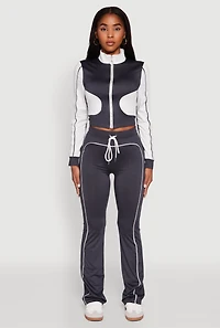 Color Block Long Sleeve O-Ring Zip Front Track Jacket