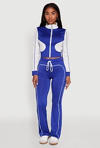 Color Block Long Sleeve O-Ring Zip Front Track Jacket
