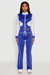 Color Block Long Sleeve O-Ring Zip Front Track Jacket