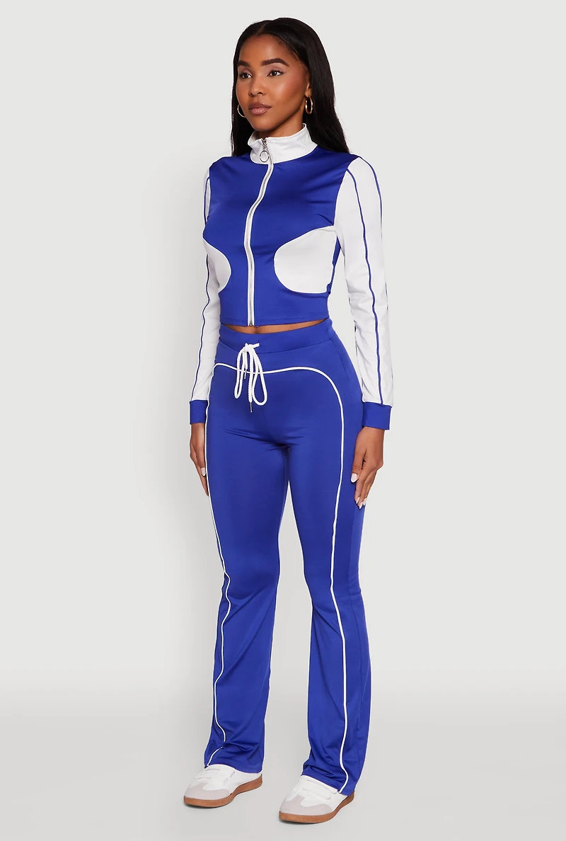 Color Block Long Sleeve O-Ring Zip Front Track Jacket