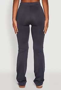 Womens High Waisted Boot Cut Active Pants with Contrast Piping, Grey, Size S