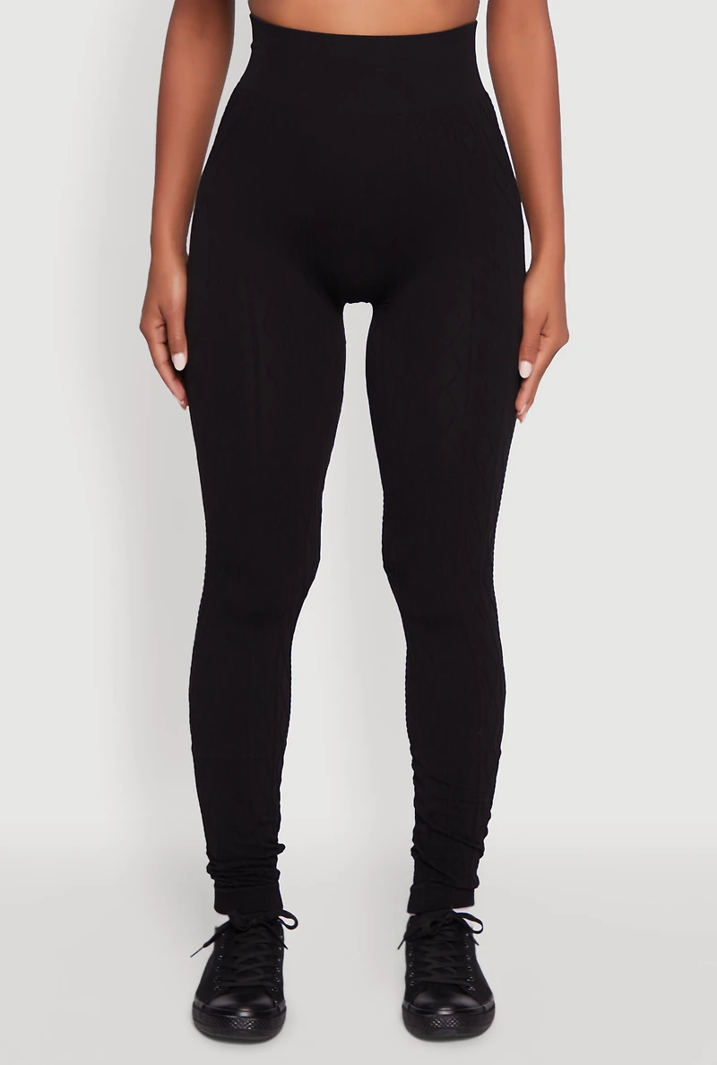 Womens Seamless Geometric Patterned Leggings, S-M