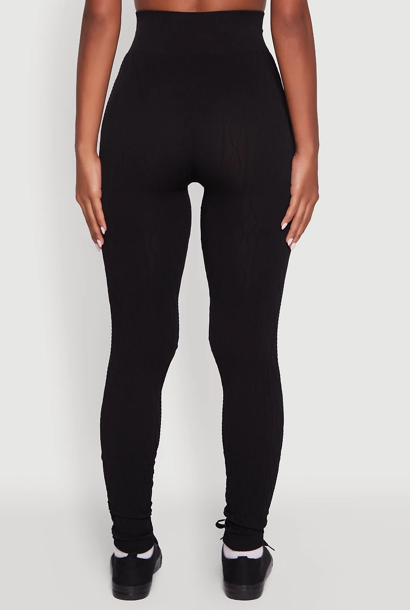 Womens Seamless Geometric Patterned Leggings, S-M