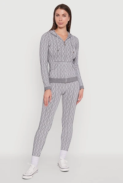Womens Seamless Geometric Patterned Leggings, M-L