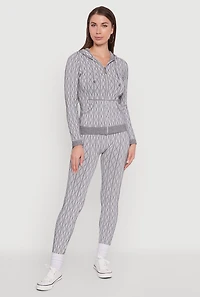 Womens Seamless Geometric Patterned Leggings, M-L