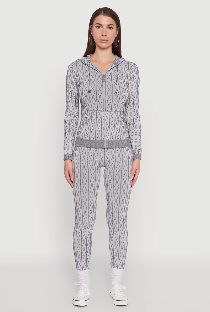 Womens Seamless Geometric Patterned Leggings, M-L
