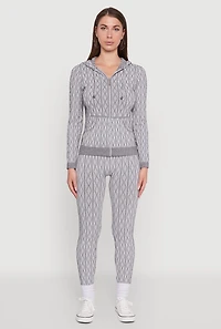 Womens Seamless Geometric Patterned Leggings, M-L