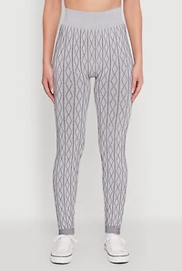 Womens Seamless Geometric Patterned Leggings, M-L