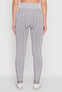Womens Seamless Geometric Patterned Leggings, M-L