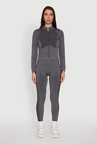Womens High Waisted Marled Seamless Leggings, Grey, Size S-M