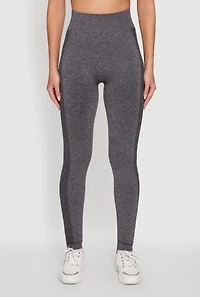 Womens High Waisted Marled Seamless Leggings, Grey, Size S-M