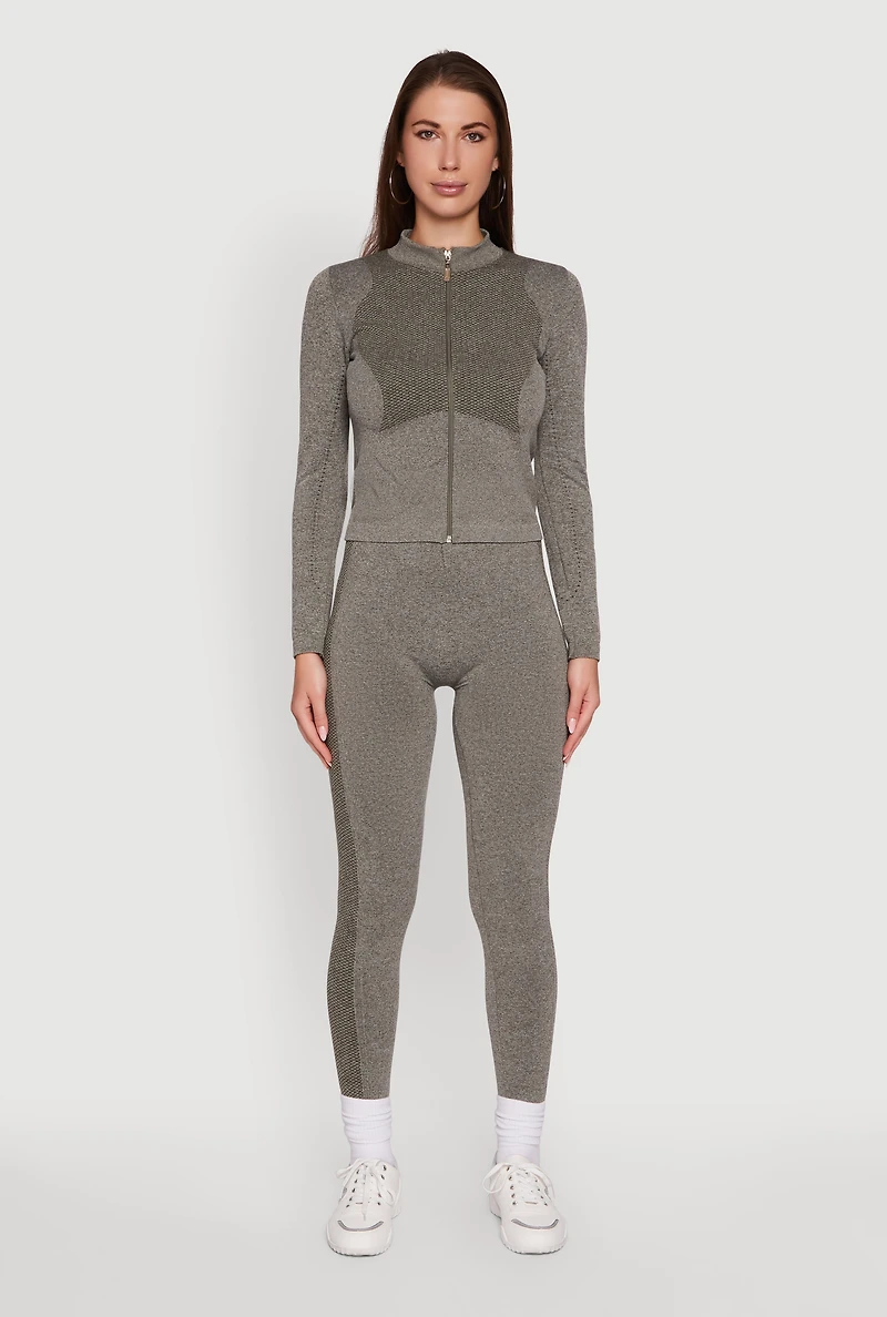 Womens High Waisted Marled Seamless Leggings,