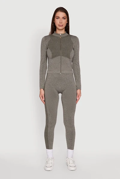 Womens High Waisted Marled Seamless Leggings,