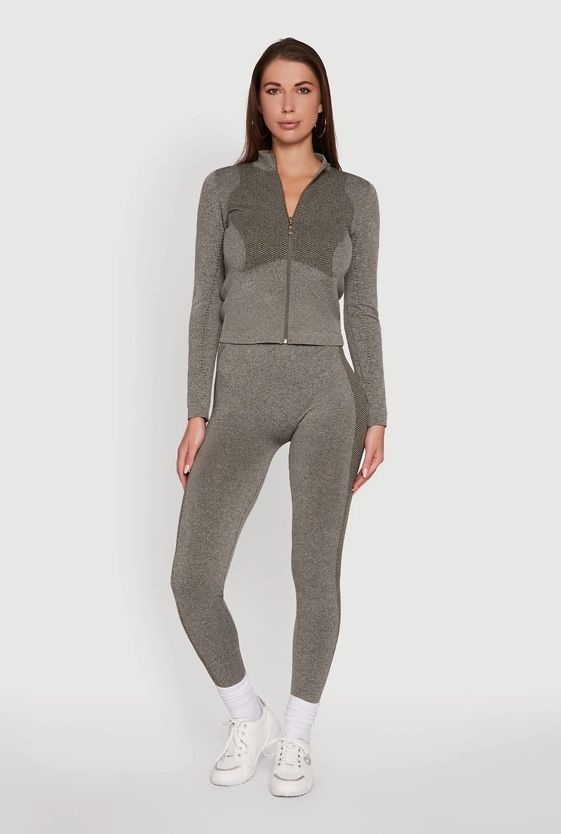 Womens High Waisted Marled Seamless Leggings,