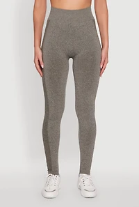 Womens High Waisted Marled Seamless Leggings, Grey,