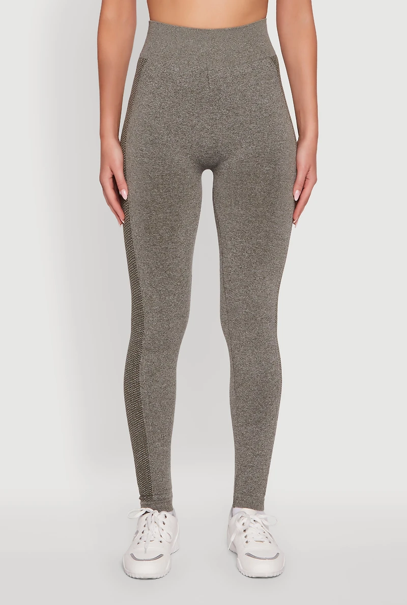 Womens High Waisted Marled Seamless Leggings,