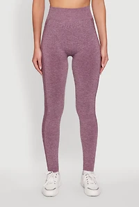 Womens High Waisted Marled Seamless Leggings, Purple, Size M-L