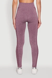 Womens High Waisted Marled Seamless Leggings, Purple, Size M-L