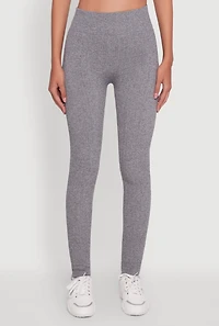 Womens Seamless Textured Knit High Waisted Leggings, Grey, Size M-L