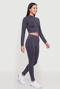 Acid Wash Seamless Active Cropped Jacket