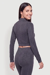 Acid Wash Seamless Active Cropped Jacket