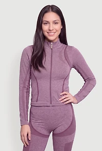 Seamless Marled Zip Front Active Jacket