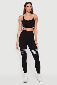 Striped Detail Seamless Mid Rise Leggings