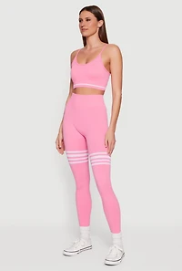 Striped Detail Seamless Mid Rise Leggings