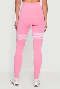 Striped Detail Seamless Mid Rise Leggings