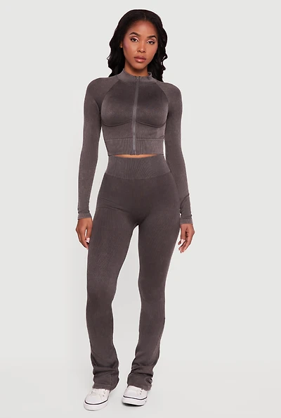 Acid Wash High Waisted Bootcut Active Pants