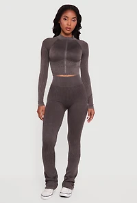 Acid Wash High Waisted Bootcut Active Pants