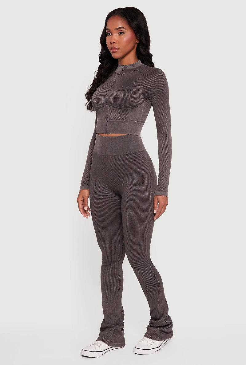 Acid Wash High Waisted Bootcut Active Pants