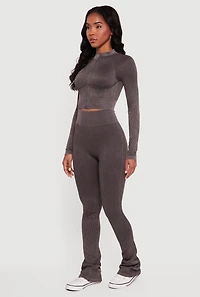 Acid Wash High Waisted Bootcut Active Pants