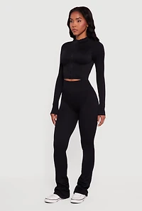 Ribbed Cropped Zip Front Active Jacket