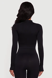 Ribbed Cropped Zip Front Active Jacket