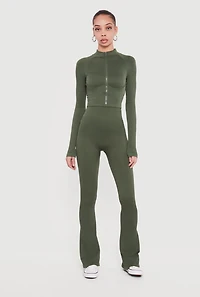 Seamless Ribbed High Waisted Flare Pants