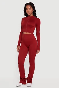 Seamless Ribbed High Waisted Flare Pants