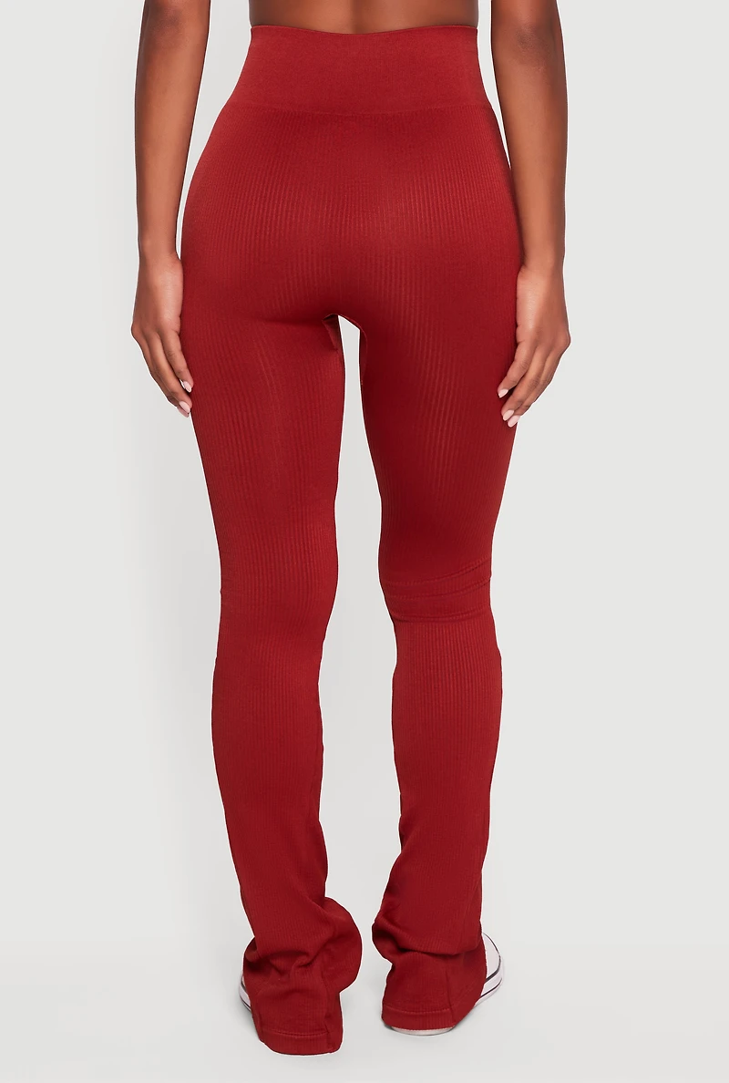 Seamless Ribbed High Waisted Flare Pants