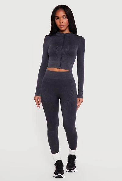 Mineral Wash Ribbed Seamless High Waisted Leggings